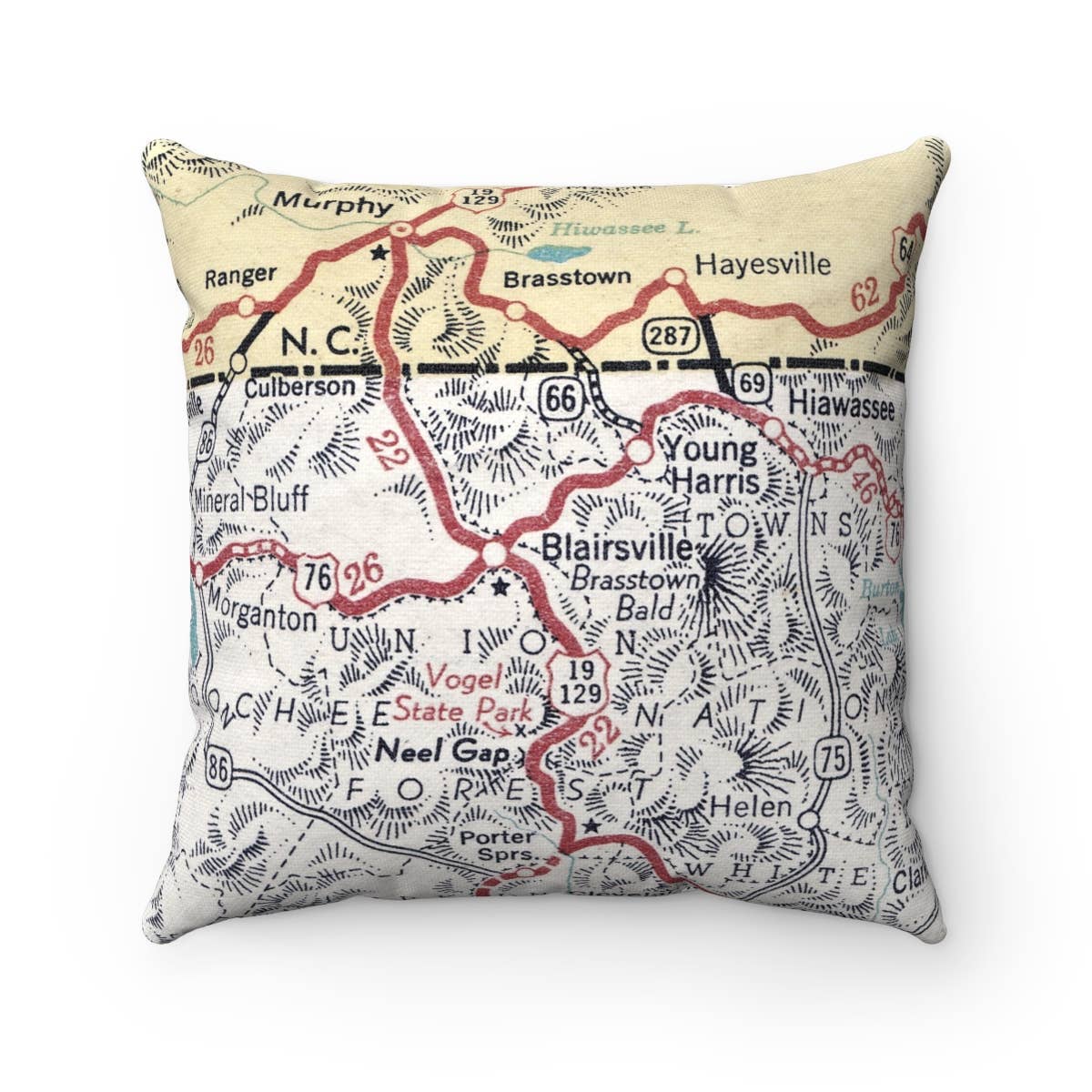Blairsville Georgia vintage map throw pillow