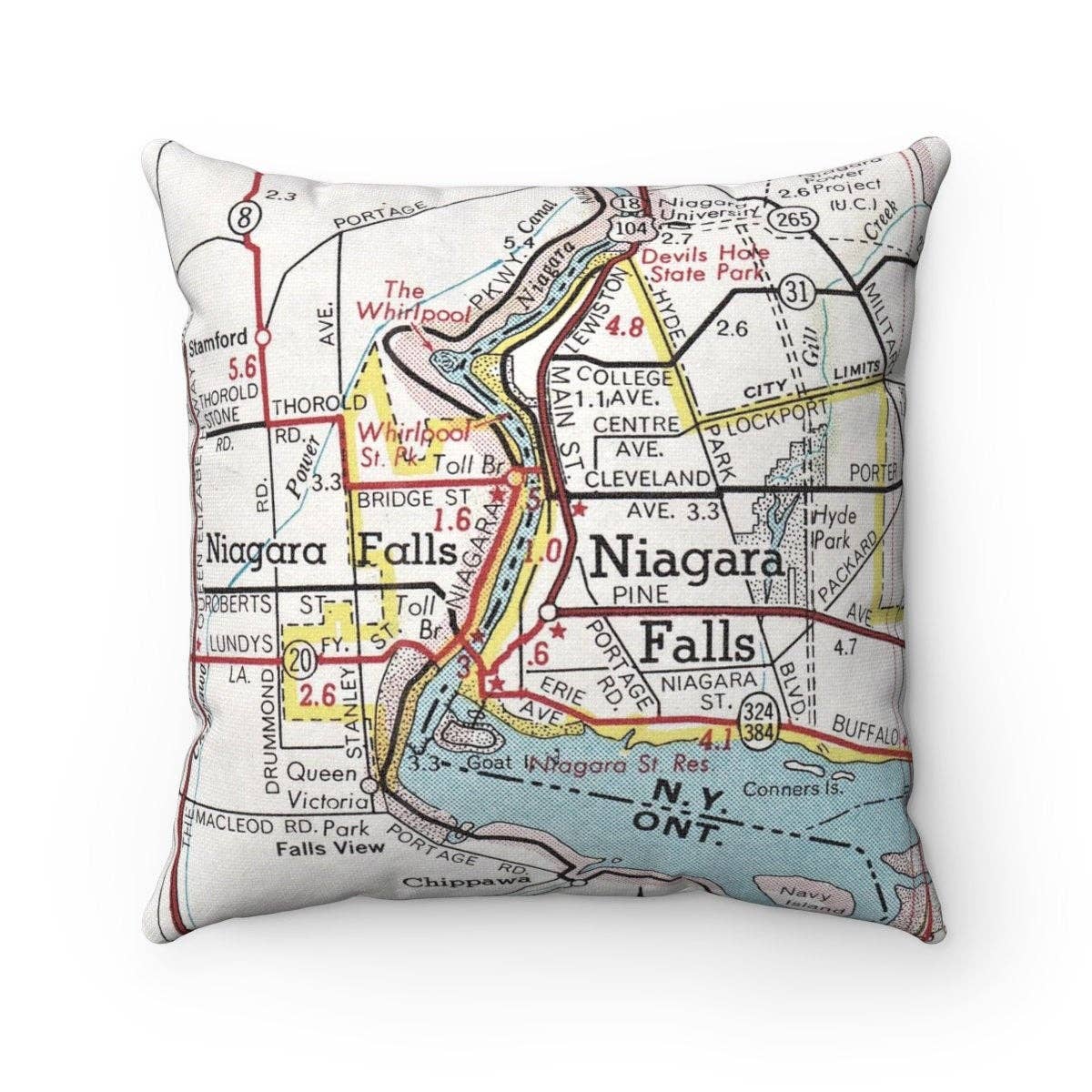 Niagara Falls vintage map throw pillow