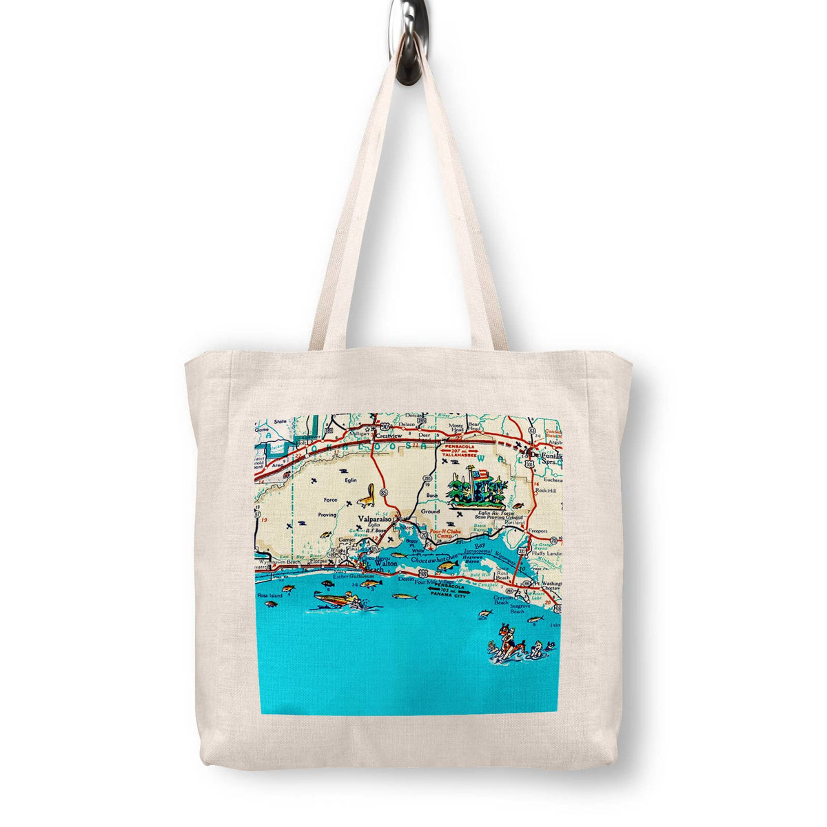 Destin Florida Vintage Map Canvas Tote Bag