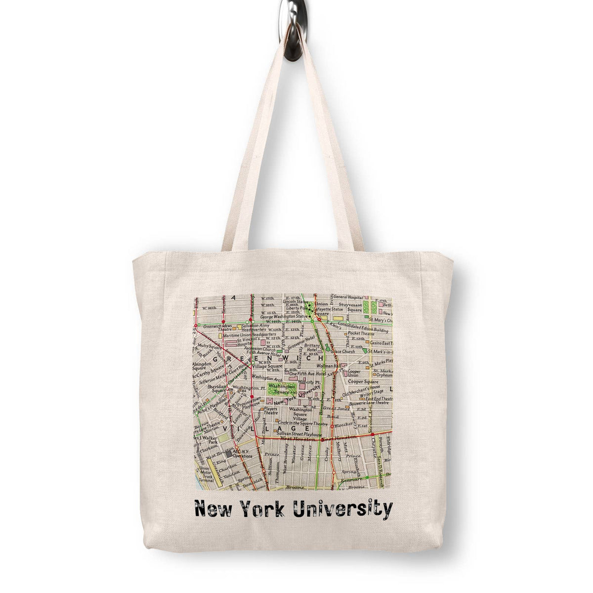 New York University NYU Vintage Map Canvas Tote Bag