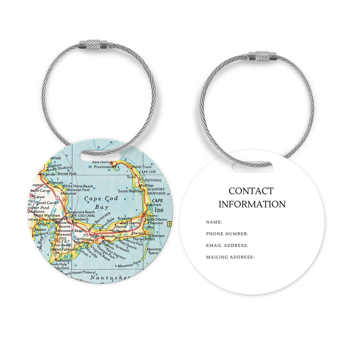 Cape Cod Massachusetts Map Luggage Tag