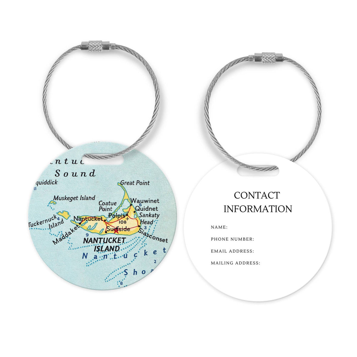 Nantucket Massachusetts Map Luggage Tag and Handle Wrap view 2