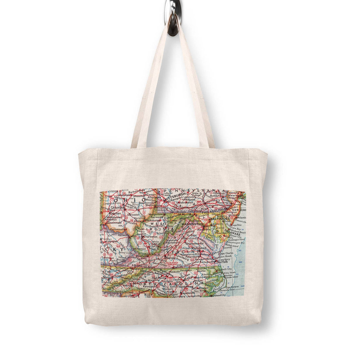 Virginia Vintage Map Canvas Tote Bag