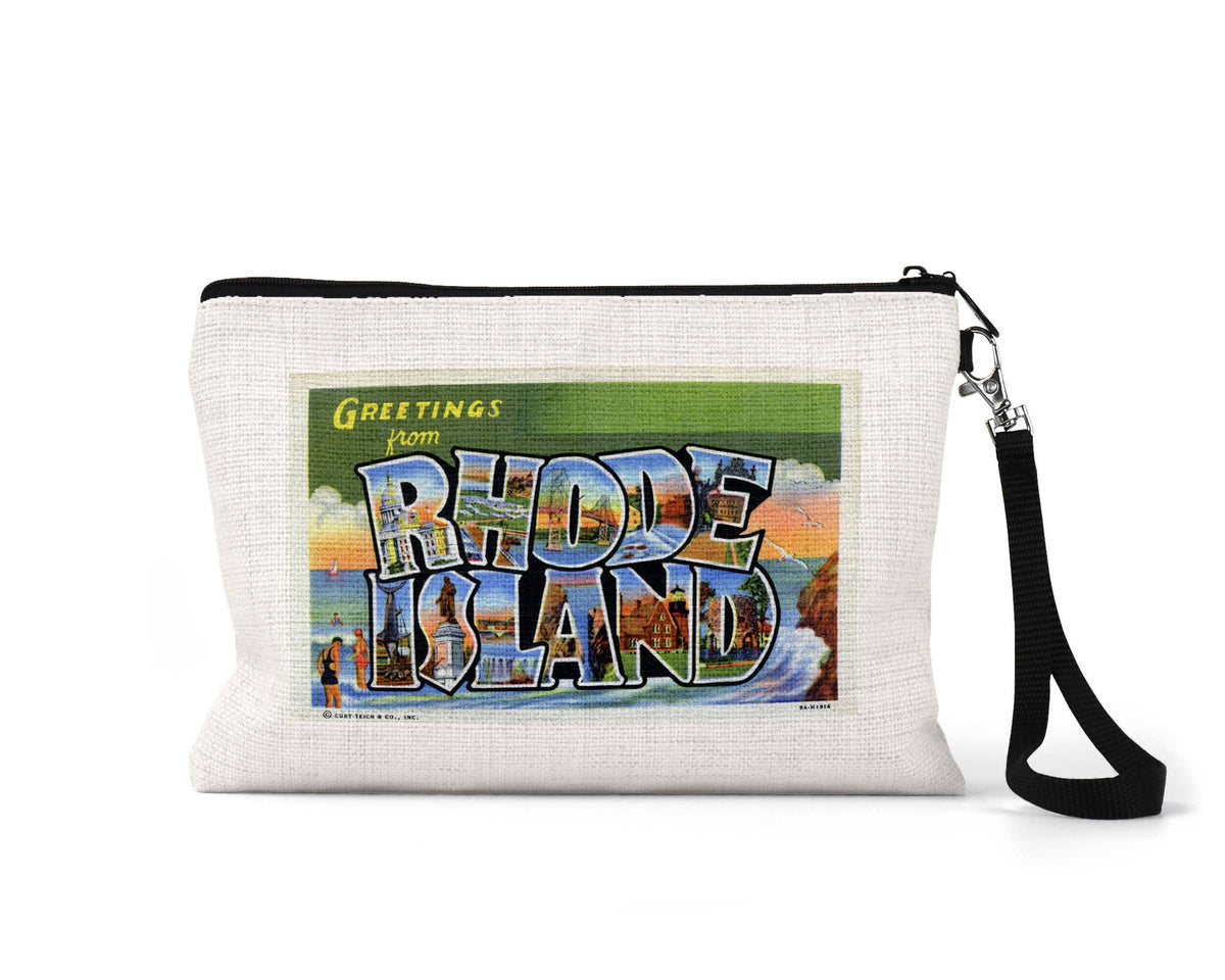 Rhode Island vintage postcard wristlet travel pouch
