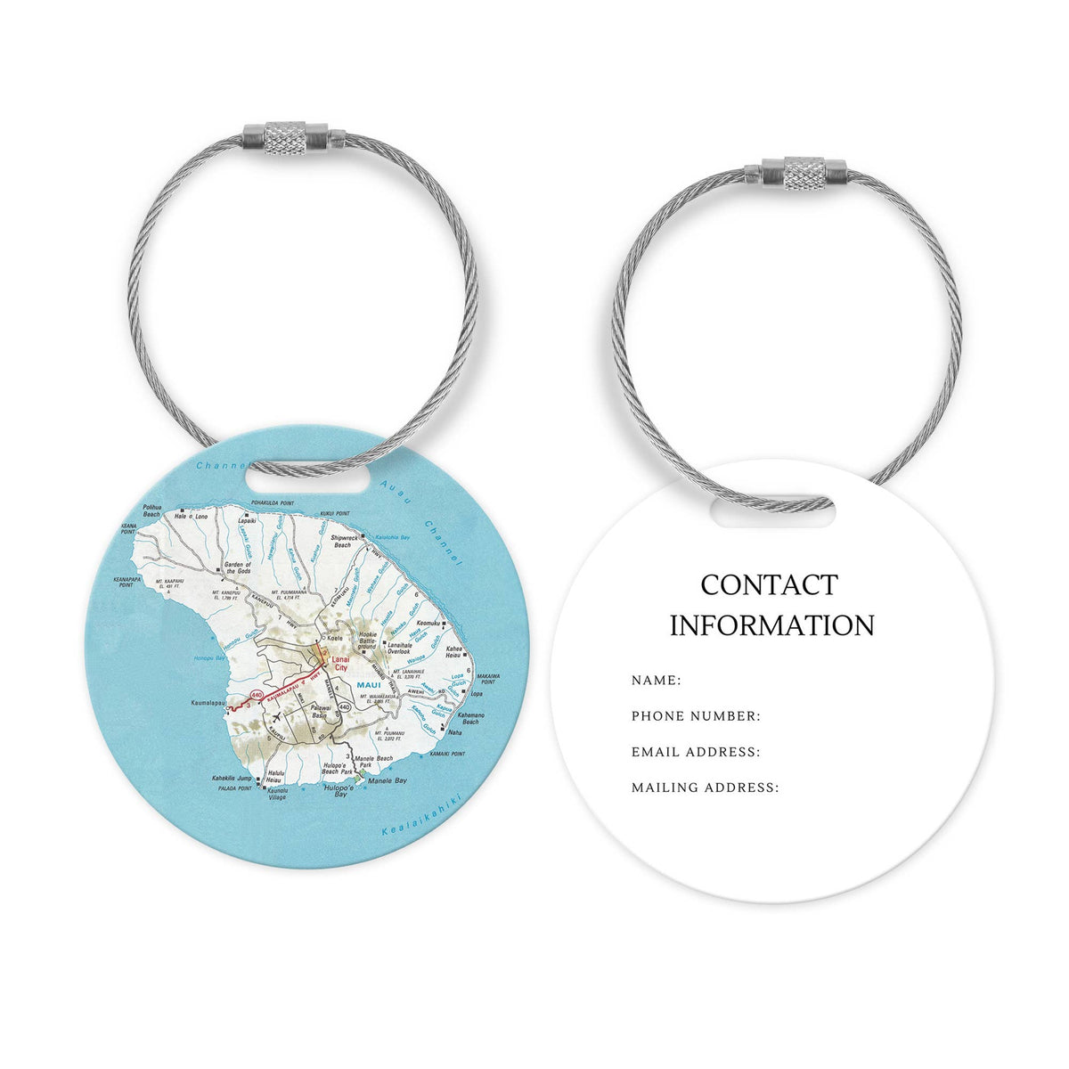 Lanai Hawaii Map Luggage Tag