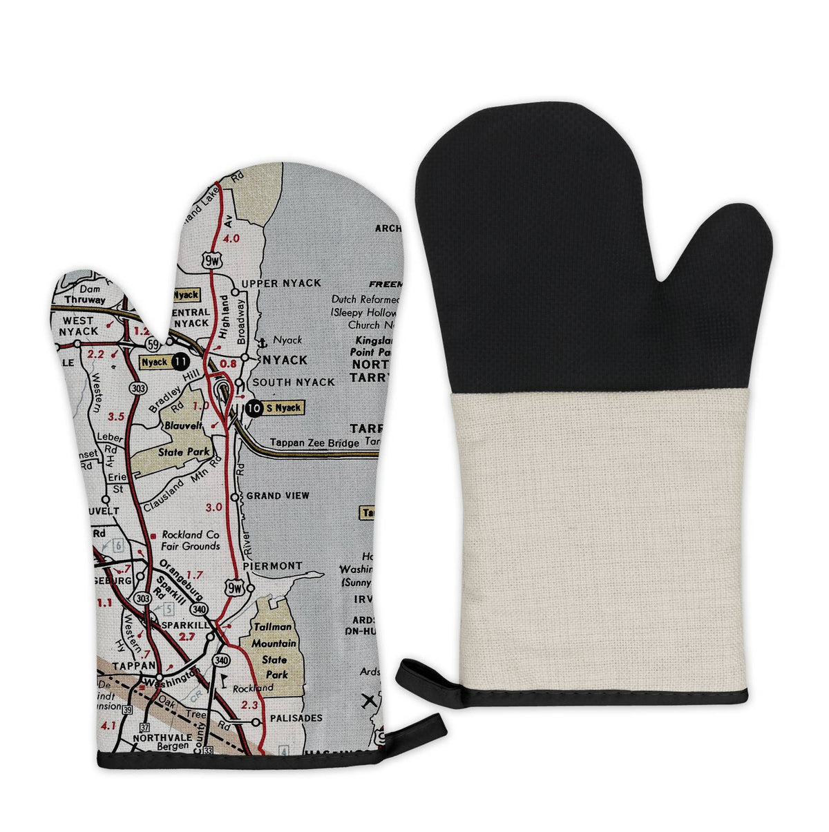Piermont and Nyack New York vintage map oven mitt