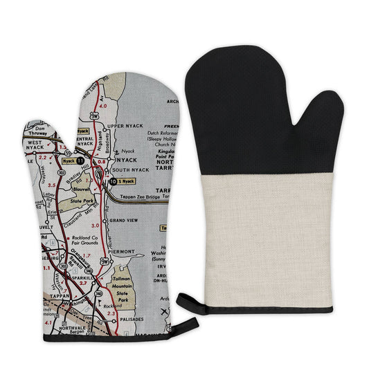 Piermont and Nyack New York vintage map oven mitt