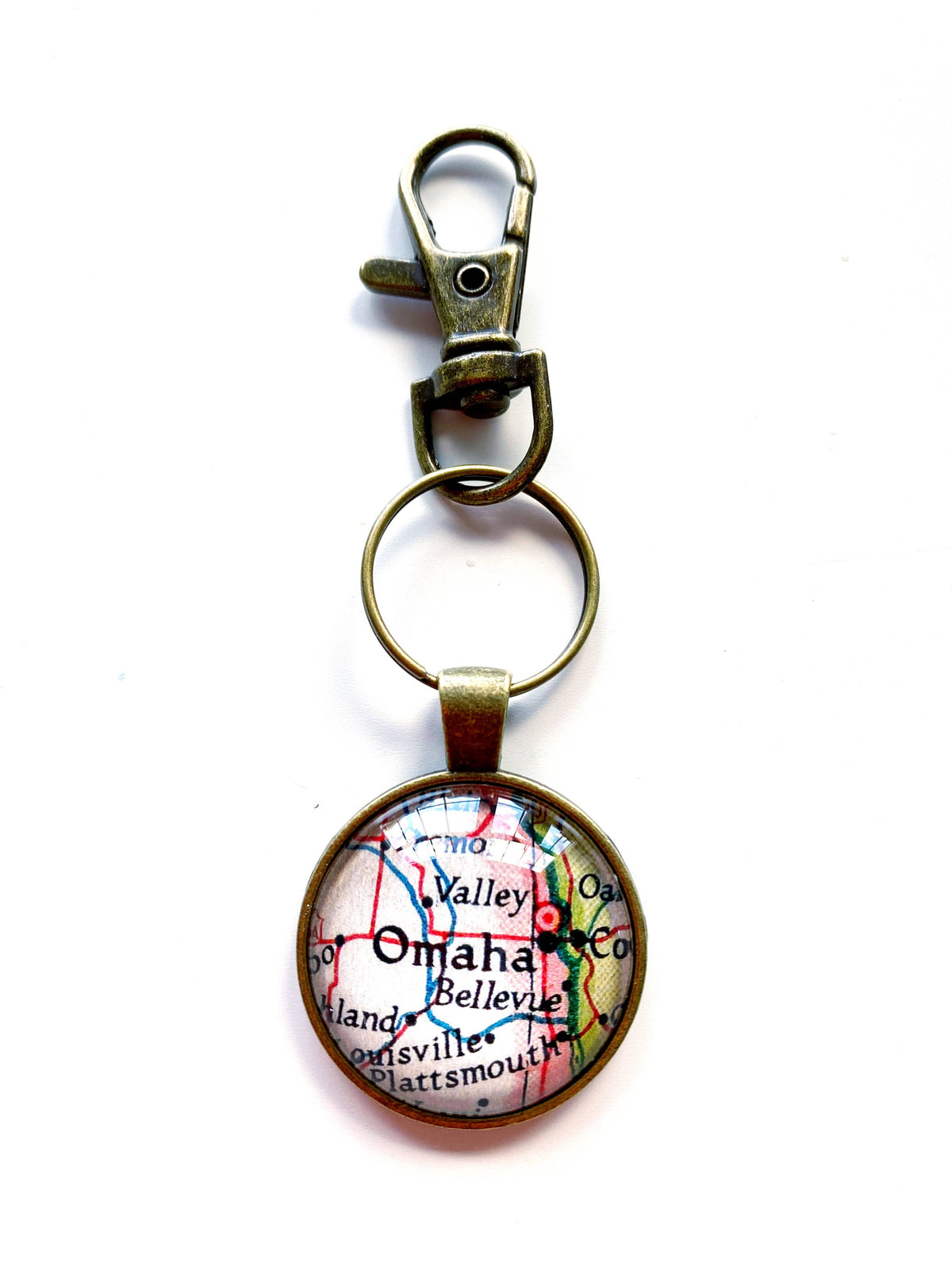 Omaha Nebraska vintage map keychain