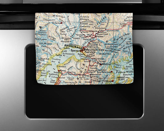 Anchorage Alaska map tea towel