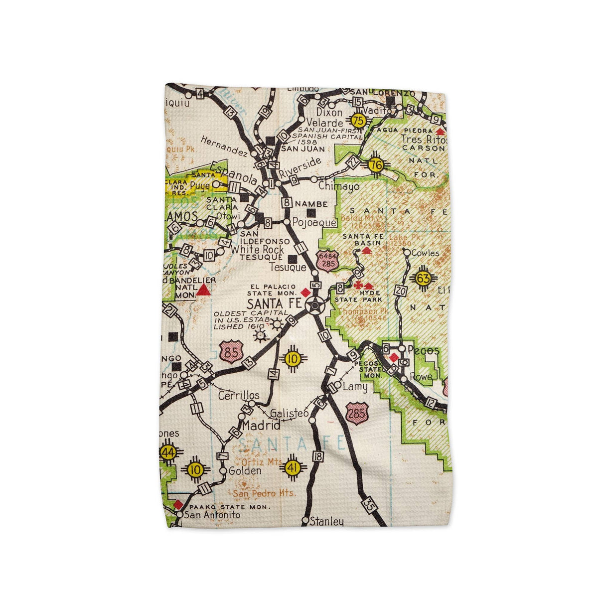 Santa Fe New Mexico map tea towel