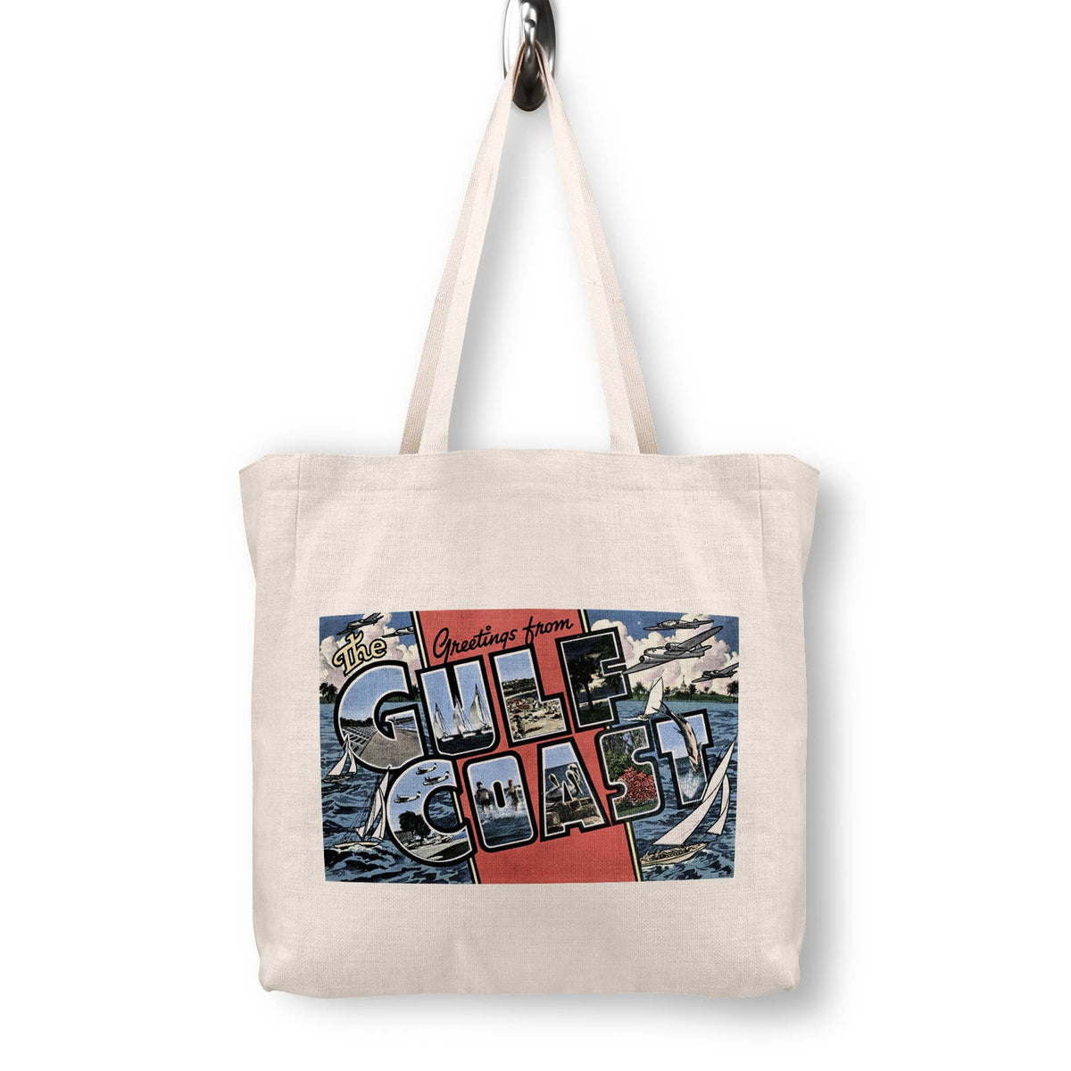 Gulf Coast Florida Alabama Mississippi Vintage Postcard Canvas Tote Bag