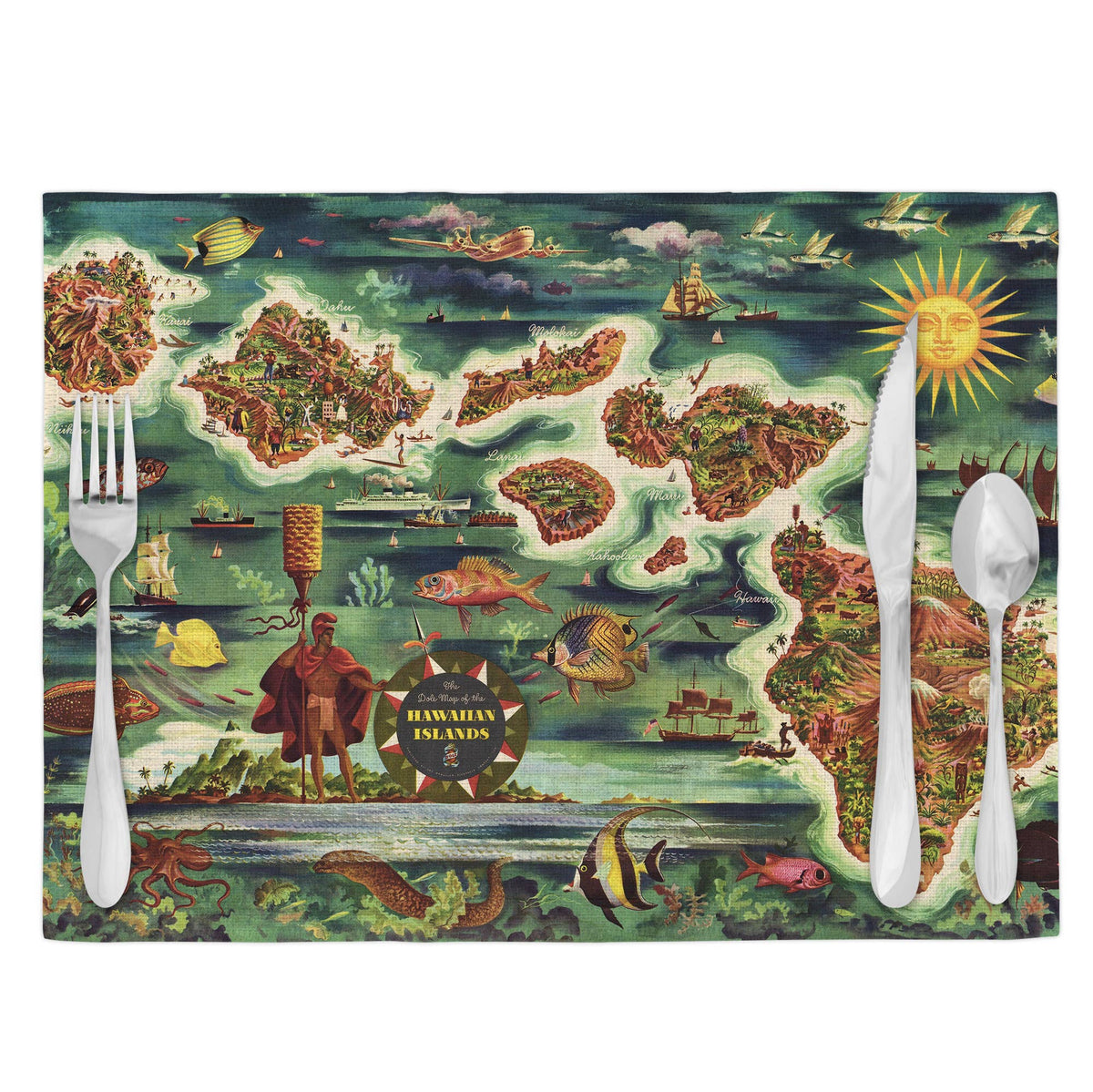 Hawaii vintage map placemats set of 4