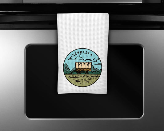 Nebraska map tea towel