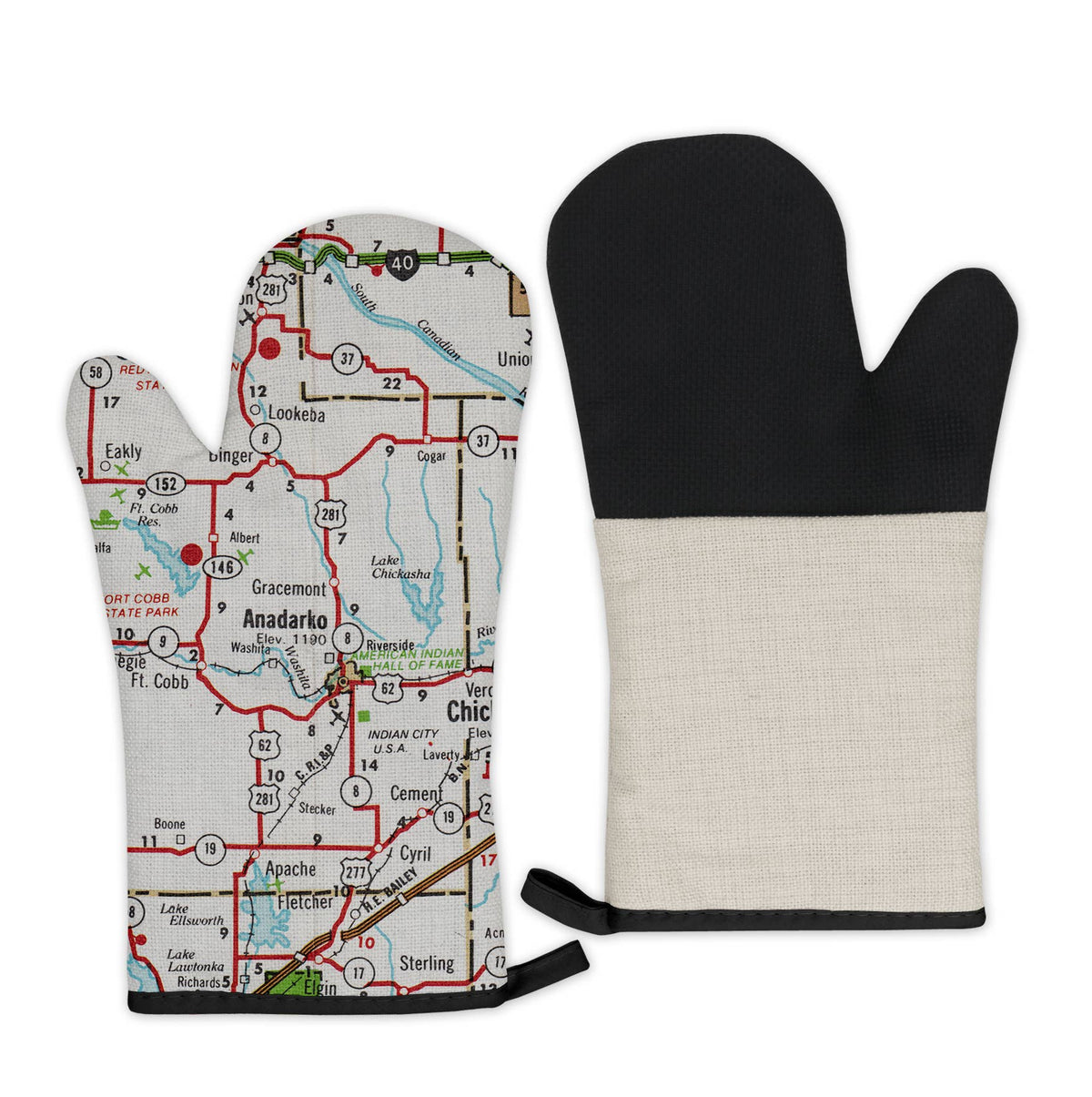 Anadarko Oklahoma vintage map oven mitt