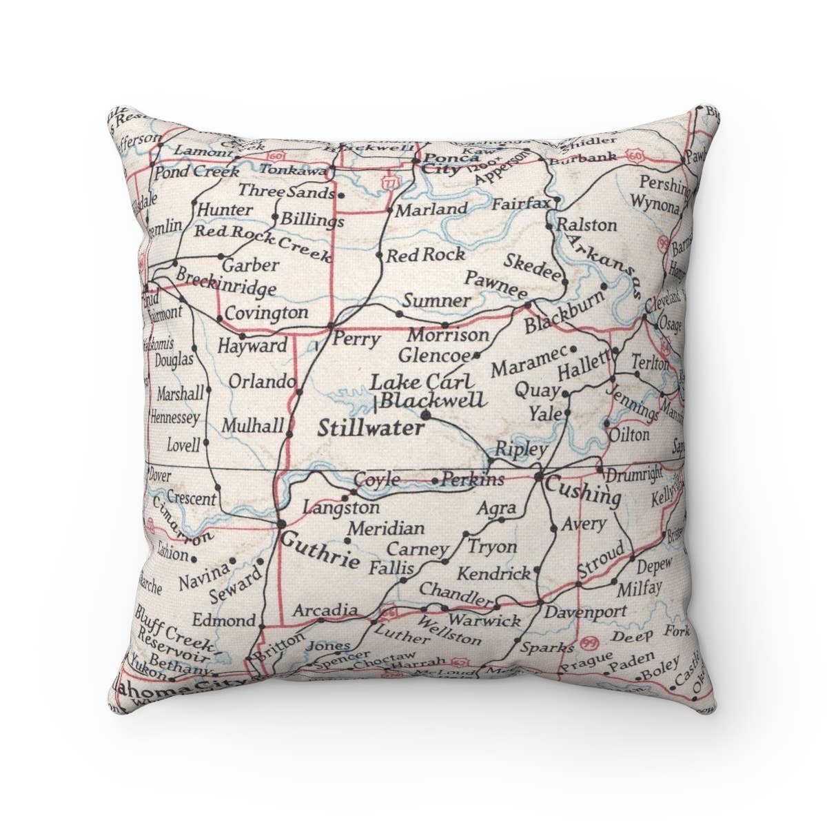 Stillwater Oklahoma vintage map throw pillow
