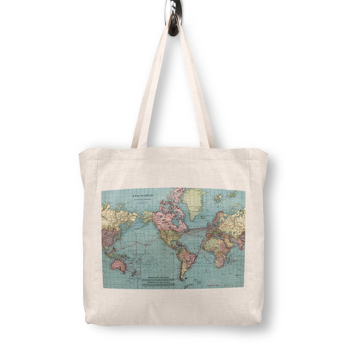 World Vintage Map Canvas Tote Bag