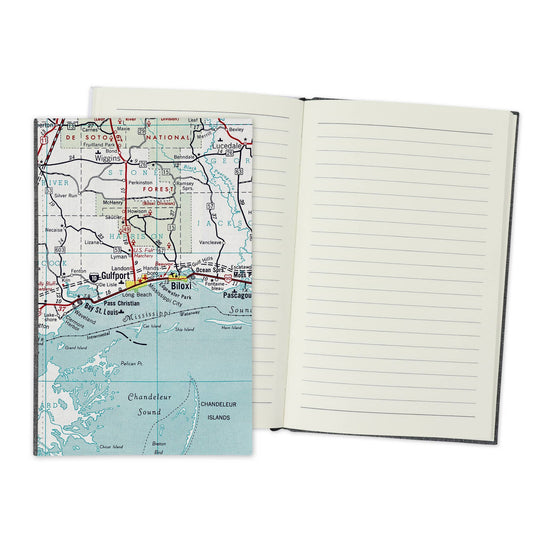 Mississippi Gulf Coast Vintage Map Travel Journal