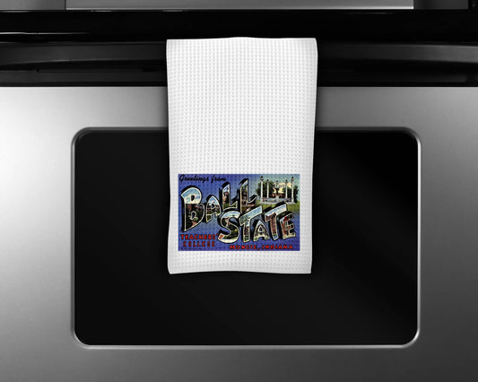 Ball State University Muncie Indiana map tea towel
