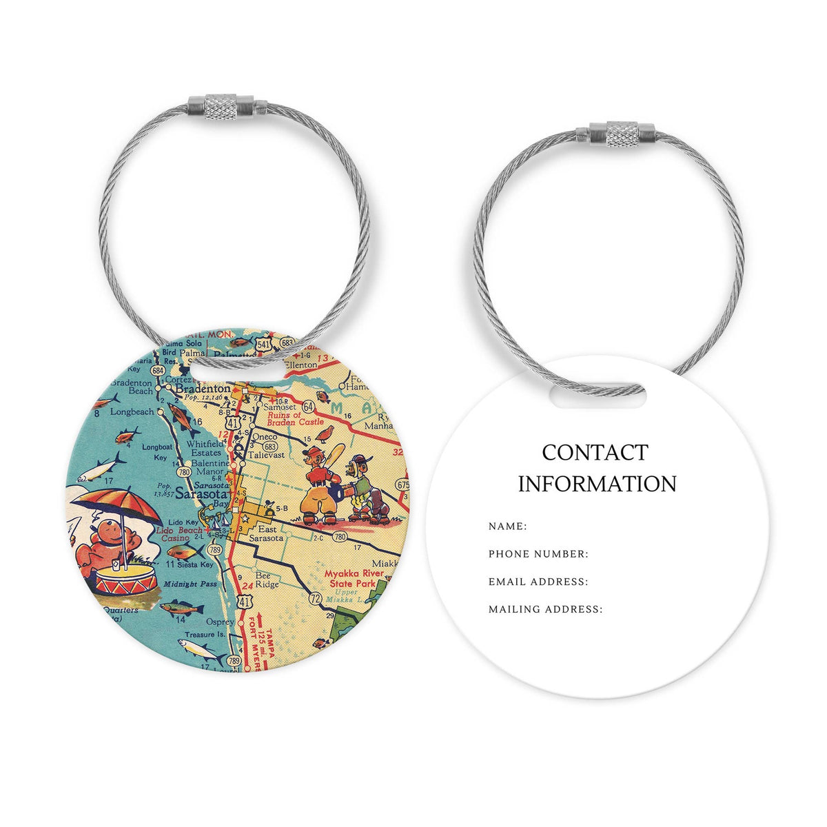Sarasota Florida Map Luggage Tag
