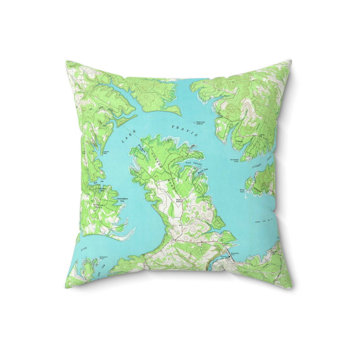 Lake Travis Austin Texas vintage map throw pillow