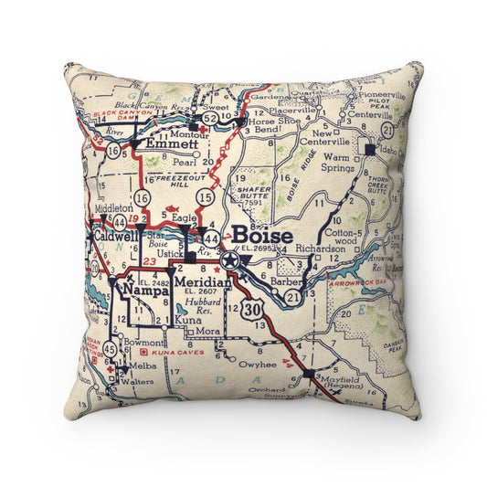 Boise Idaho vintage map pillow