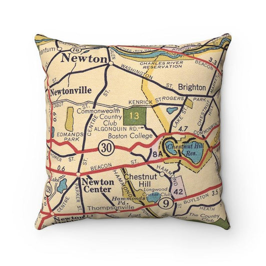 Boston College vintage map pillow