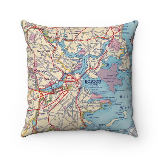 Boston Map Pillow | Vintage-Inspired City Home Decor
