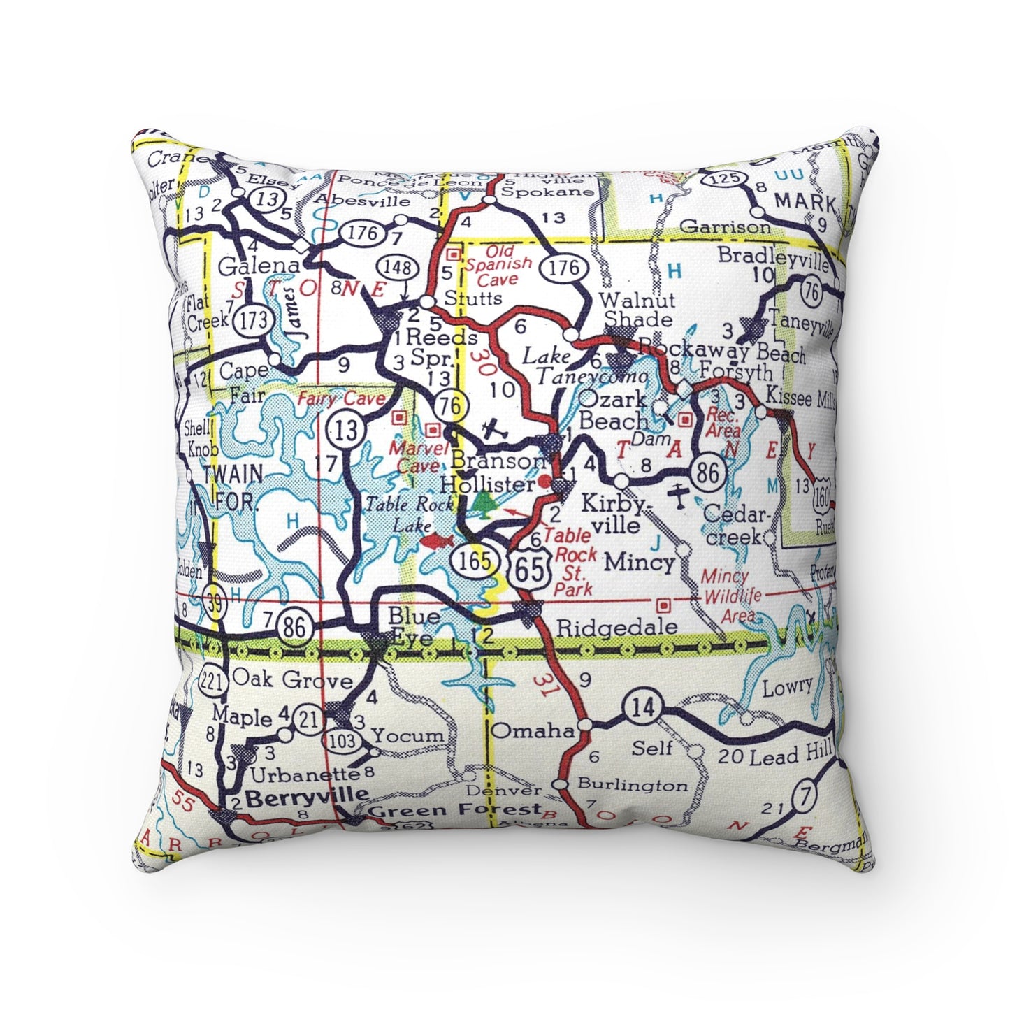 Branson Missouri vintage map pillow
