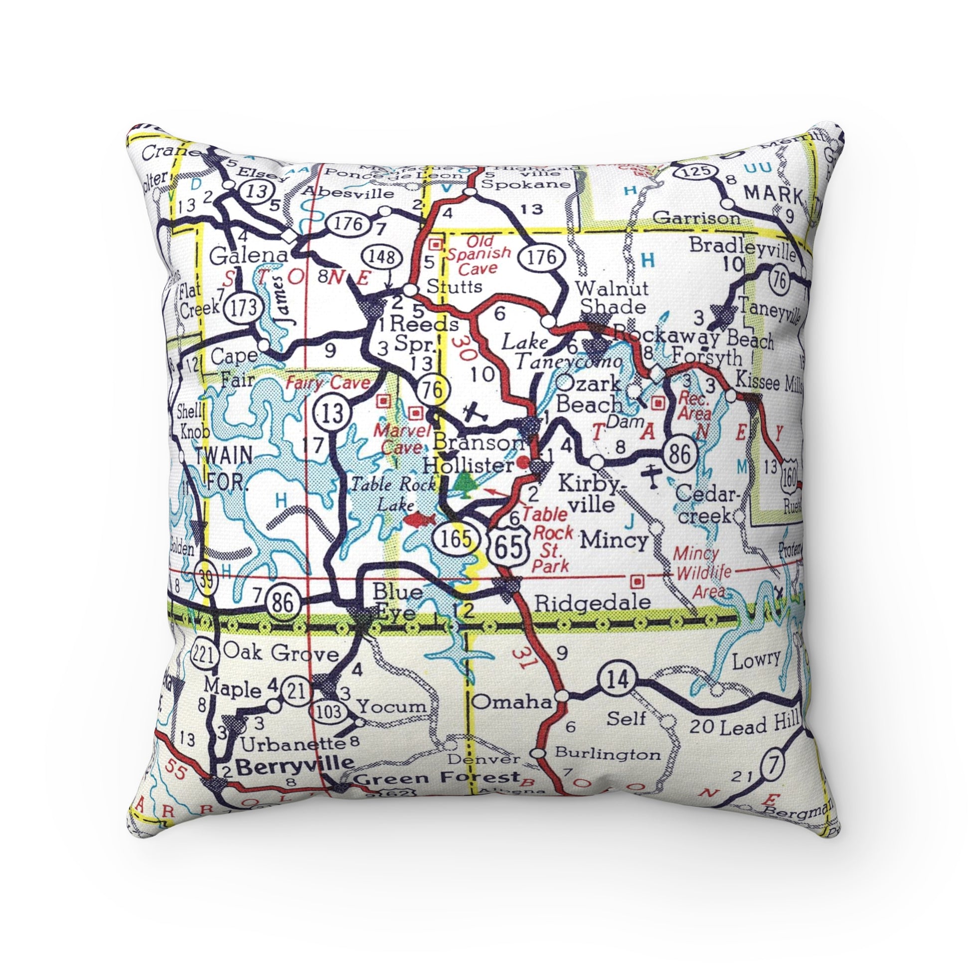 Branson Missouri vintage map pillow