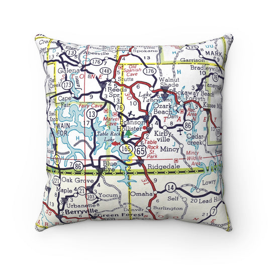 Branson Missouri vintage map pillow