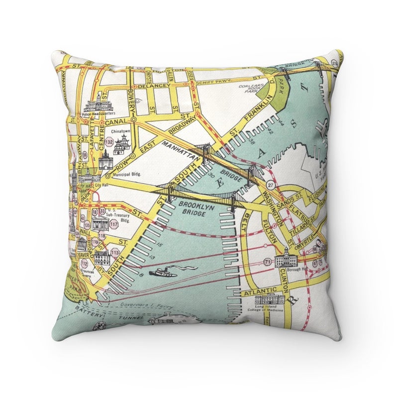 Brooklyn Bridge vintage map pillow