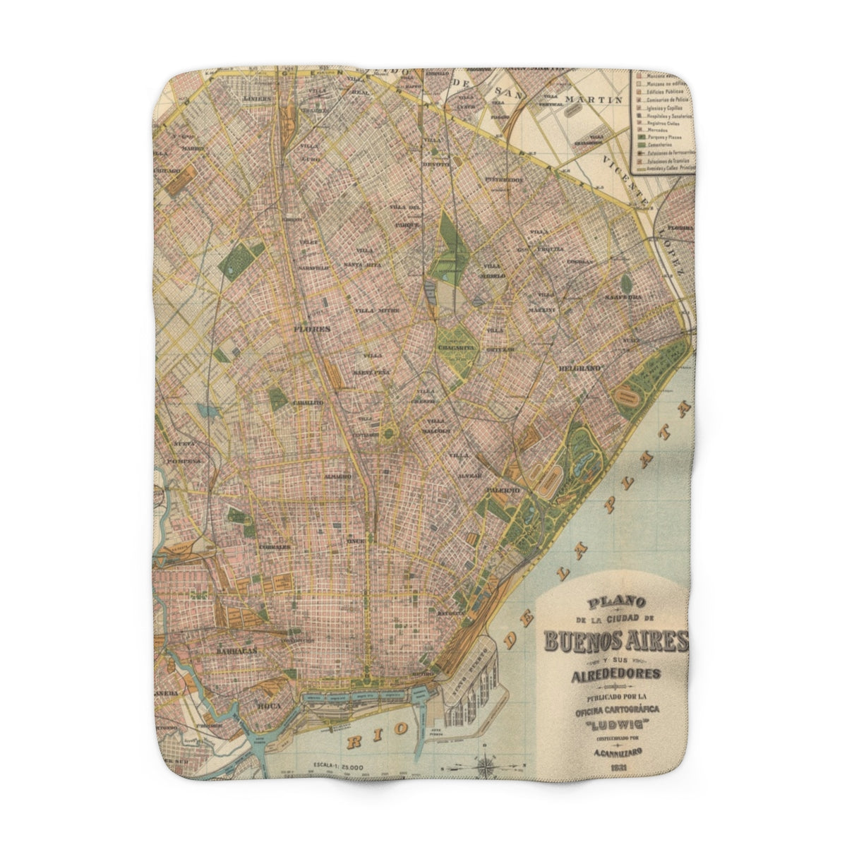 Buenos Aires, Argentina Map Sherpa Fleece Blanket | Cozy Travel Throw