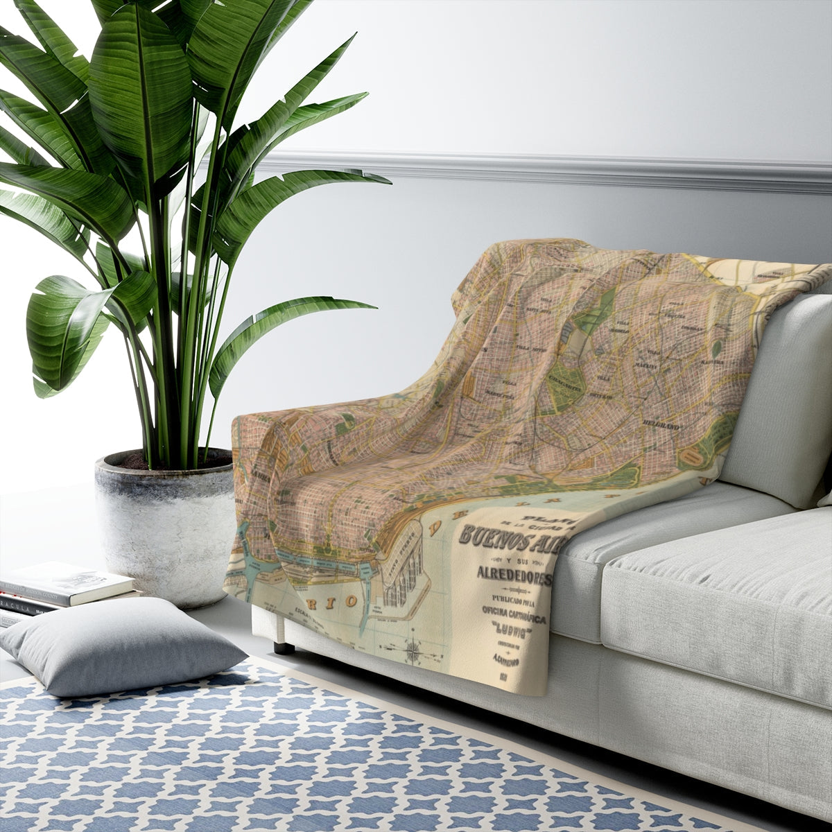 Buenos Aires, Argentina Map Sherpa Fleece Blanket | Cozy Travel Throw
