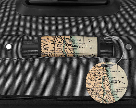 Jacksonville Florida Map Luggage Tag and Handle Wrap