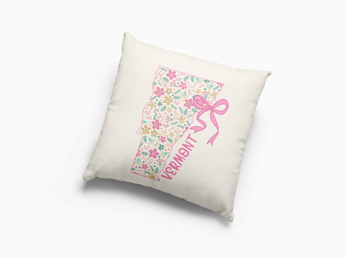 Vermont coquette floral bow throw pillow