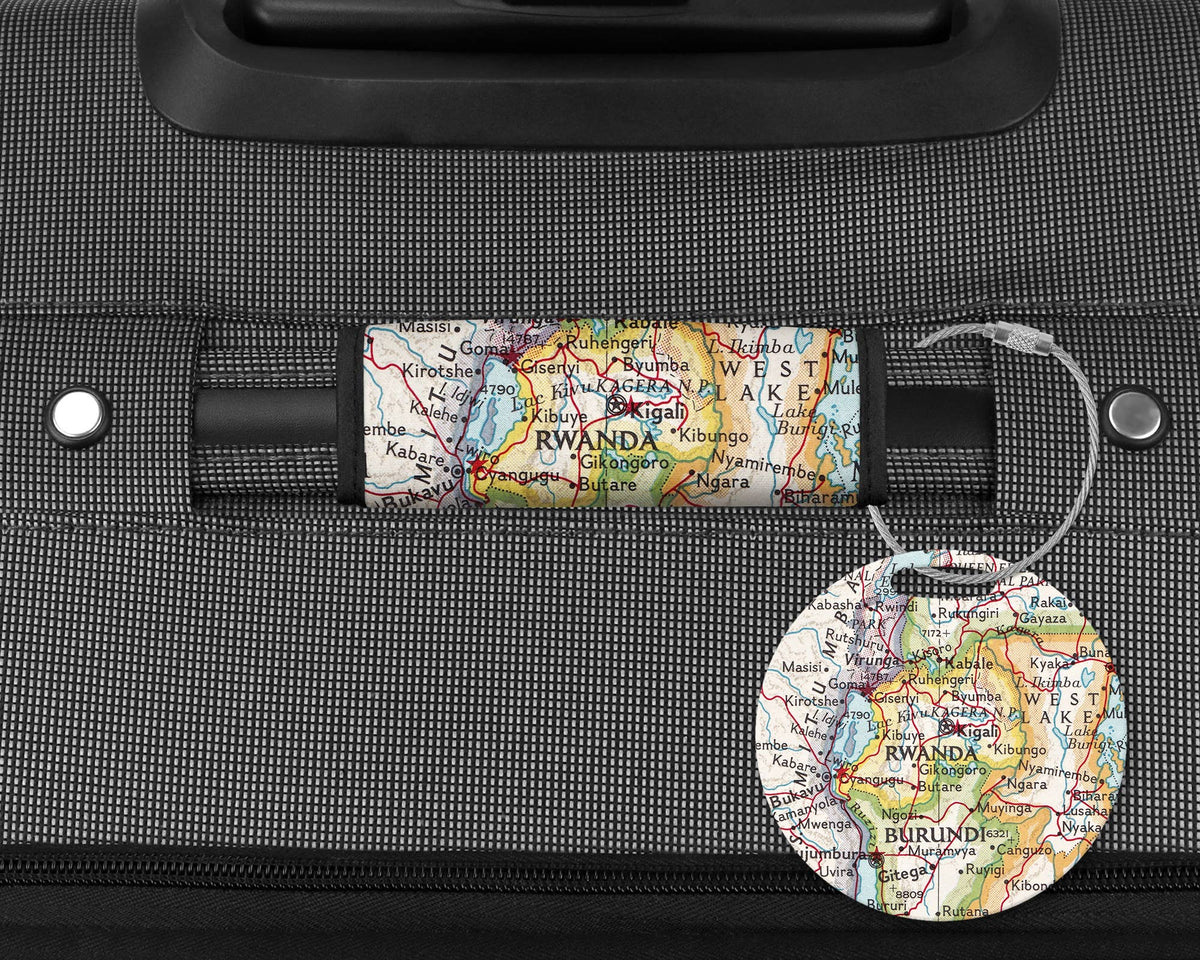 Rwanda Map Luggage Tag and Handle Wrap