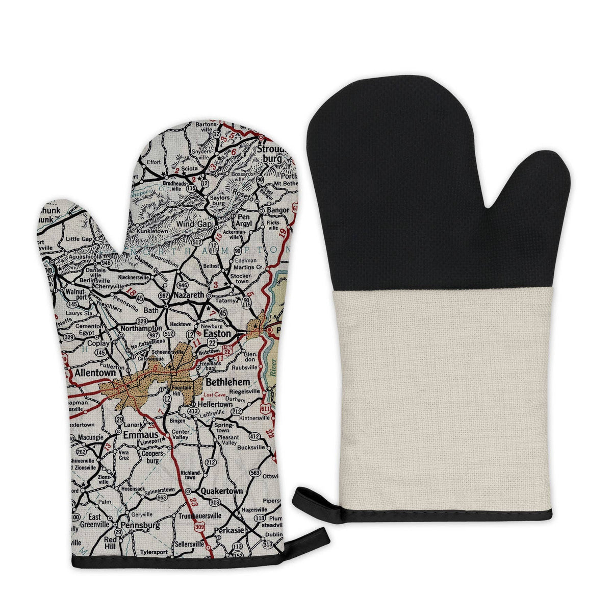 Bethlehem Pennsylvania vintage map oven mitt
