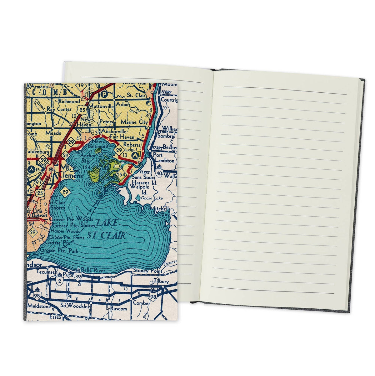 Lake St. Clair Michigan Vintage Map Travel Journal