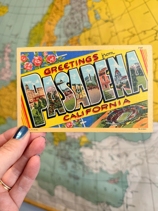 Pasadena California Vintage Postcard Lumbar Pillow | 12x16"