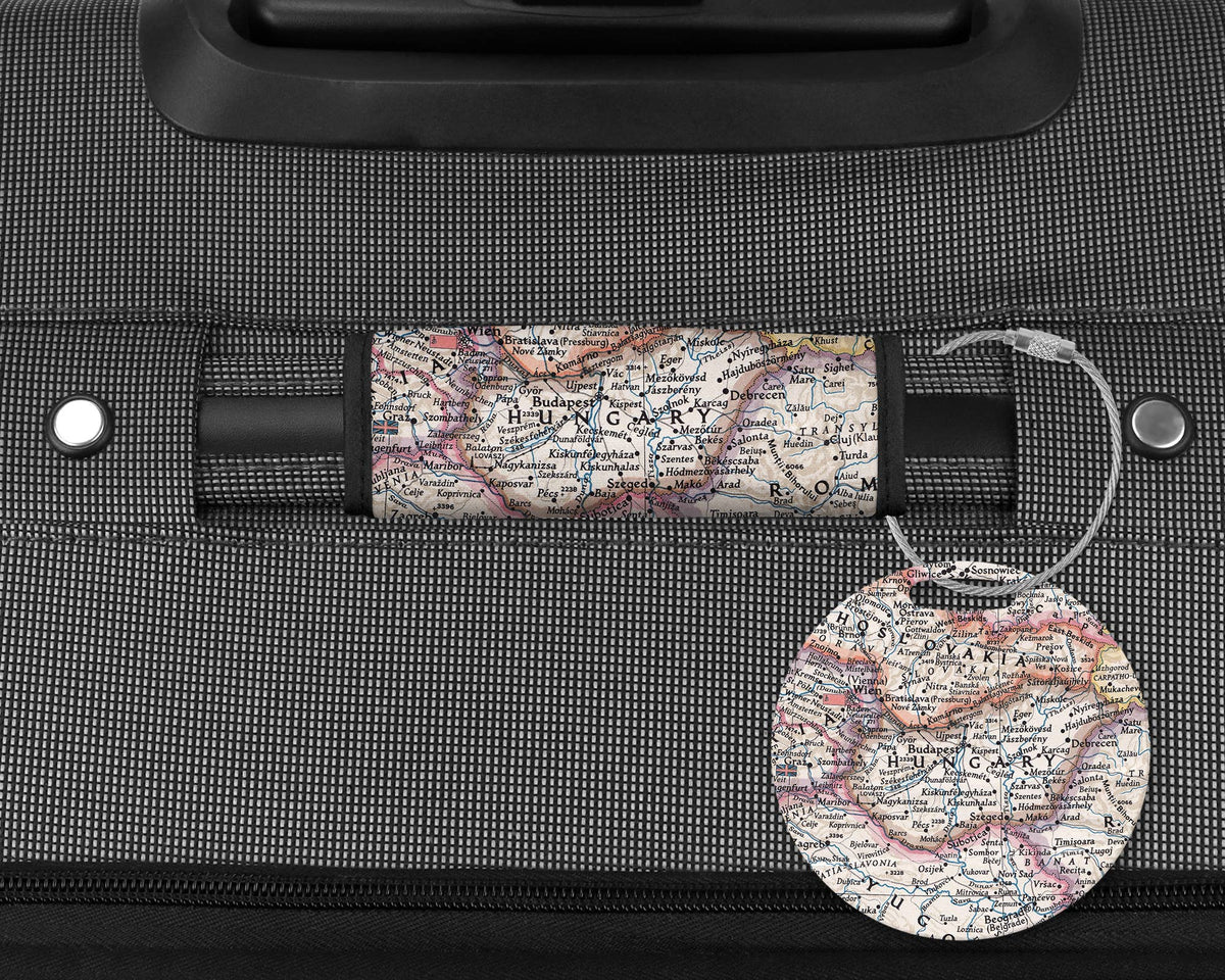 Hungary Map Luggage Tag and Handle Wrap