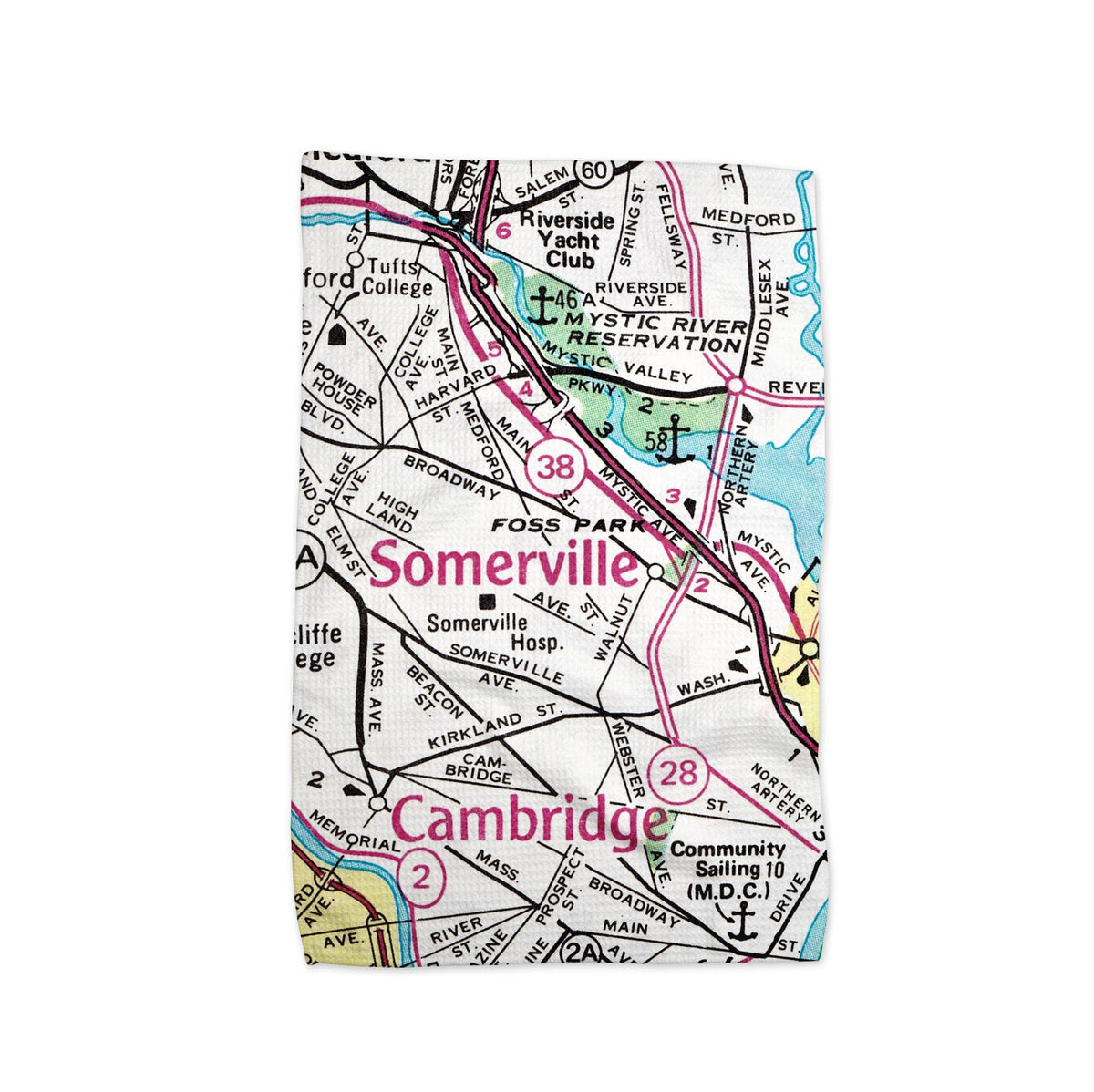Somerville Massachusetts map tea towel