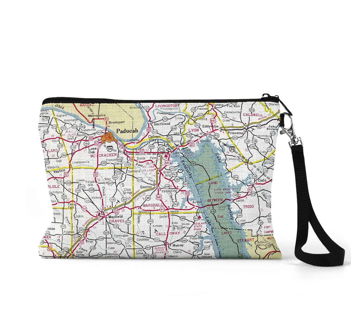 Western Kentucky map wristlet travel pouch