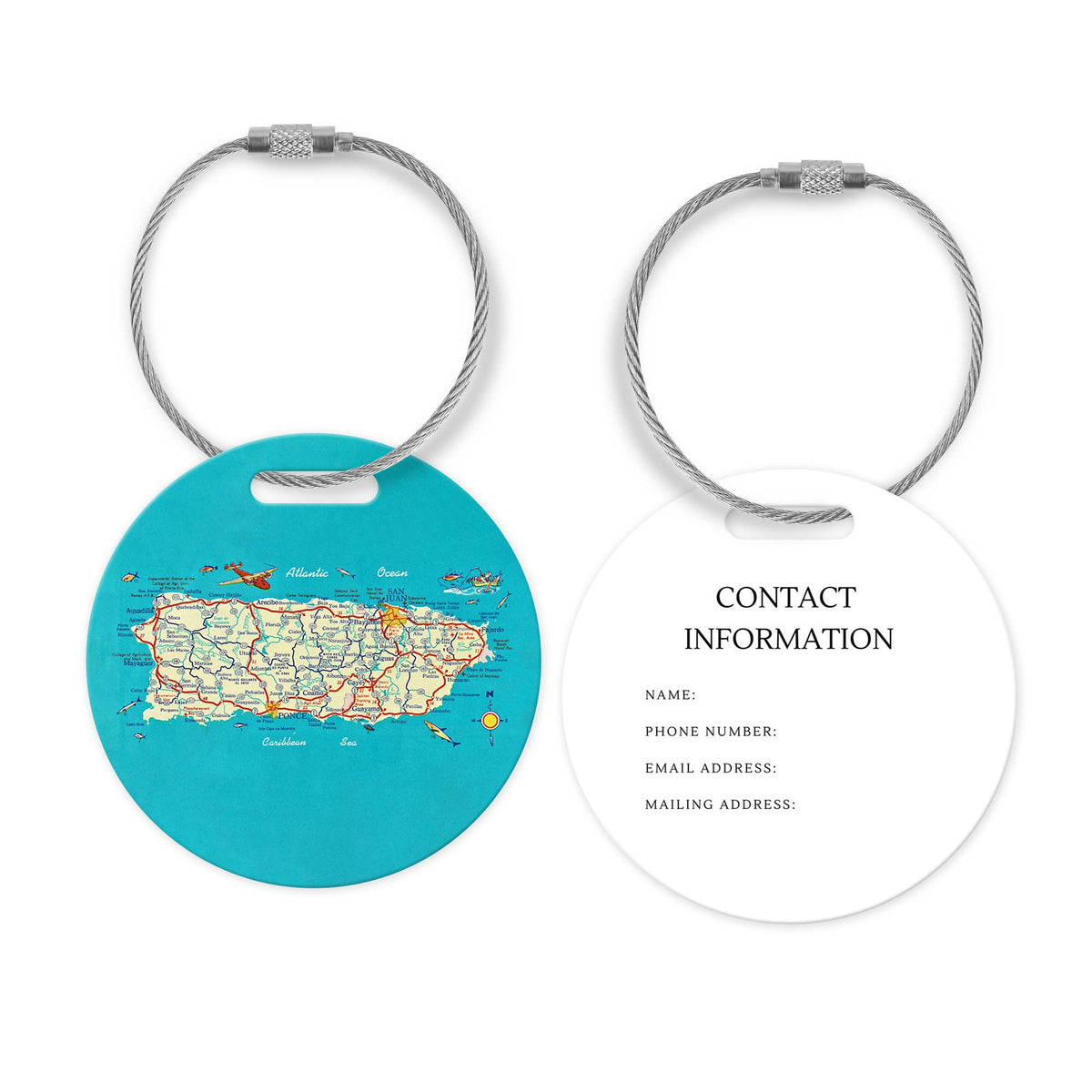 Puerto Rico Map Luggage Tag