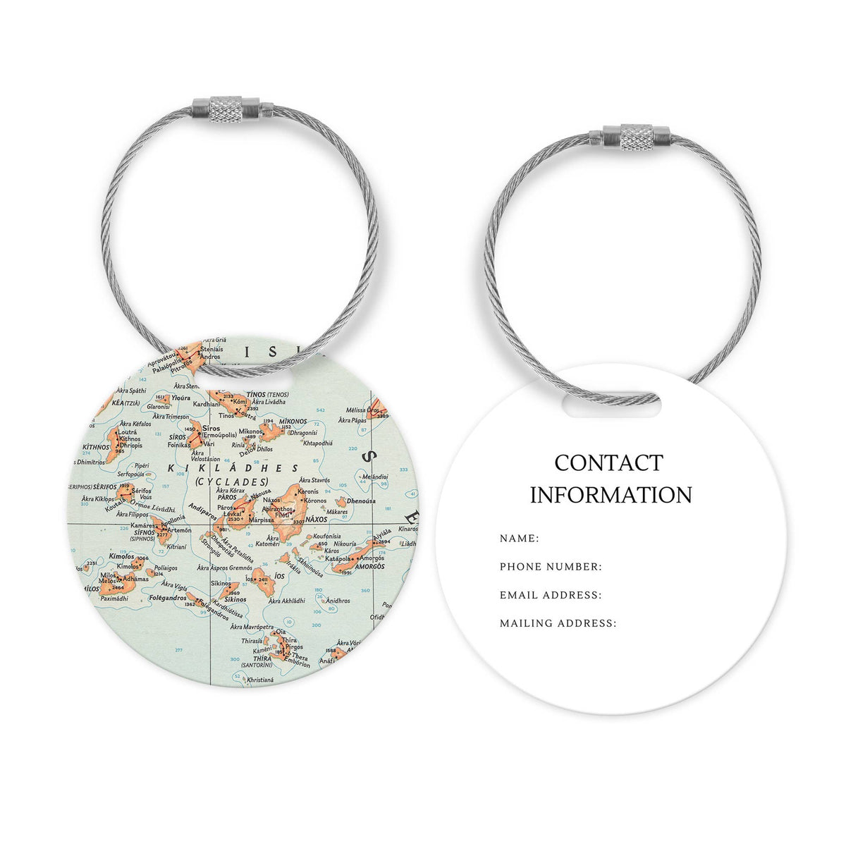 Cyclades Greece Map Luggage Tag and Handle Wrap view 2
