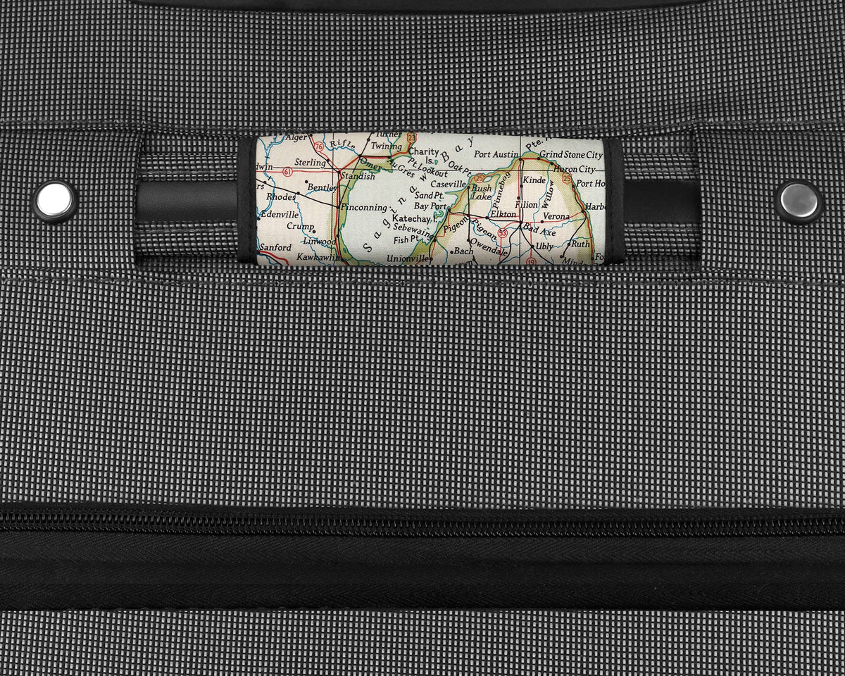Saginaw Bay Michigan Map Suitcase Spotter Luggage Handle Wrap