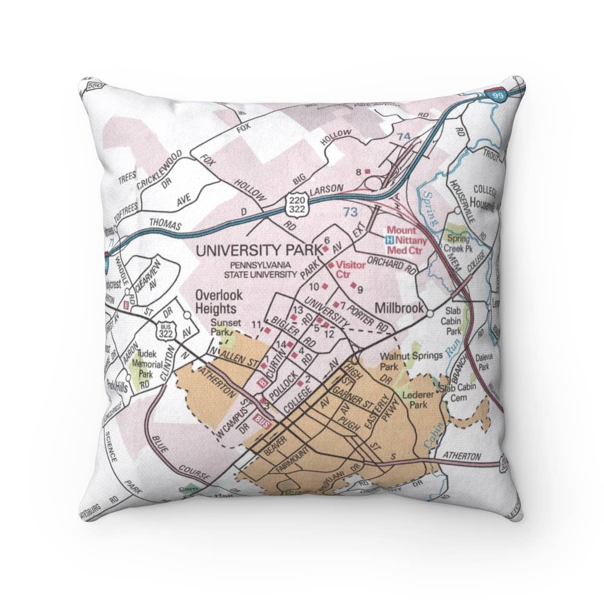 Penn State University vintage map throw pillow