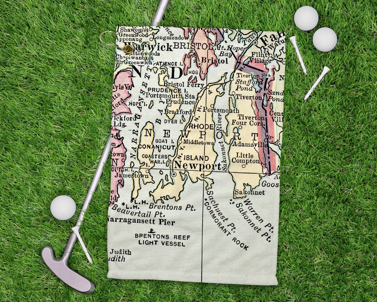 Newport Rhode Island vintage map golf towel
