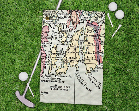 Newport Rhode Island vintage map golf towel