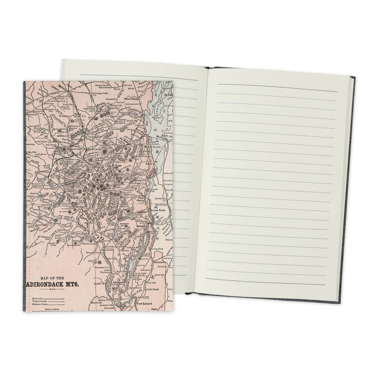 Adirondack Mountains New York Vintage Map Travel Journal