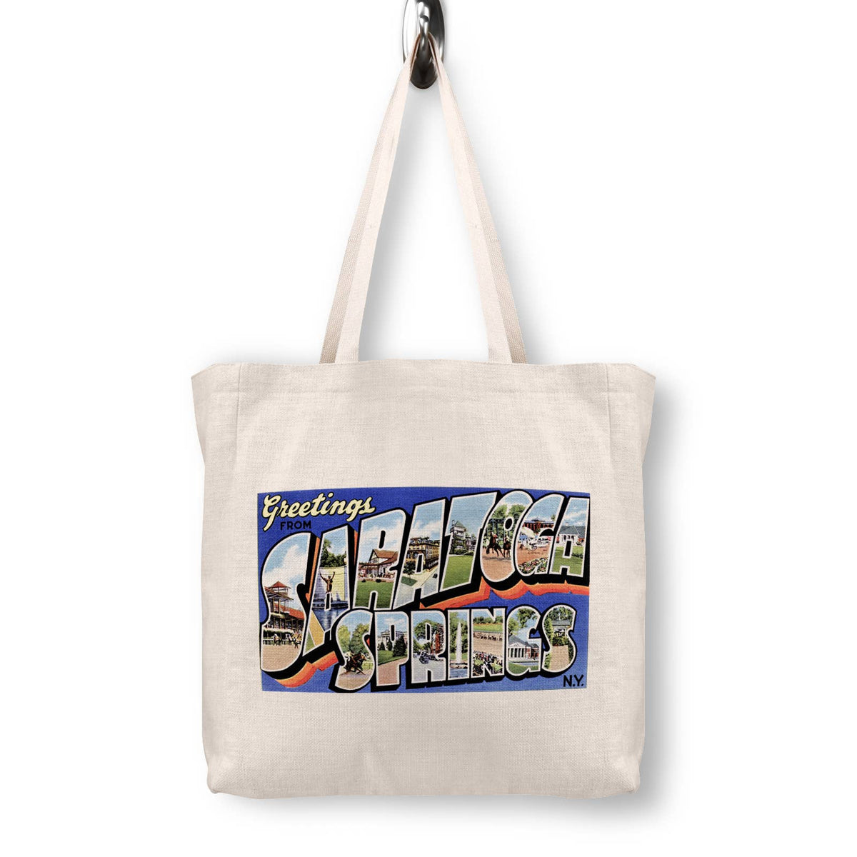 Saratoga Springs New York Vintage Postcard Canvas Tote Bag